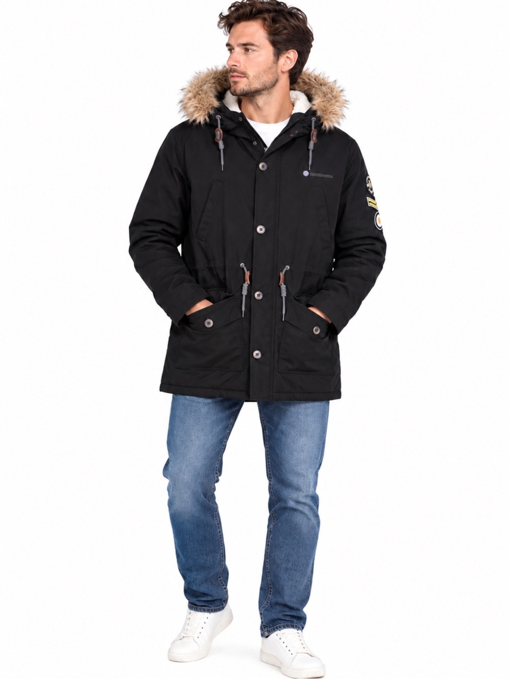 NWT! Lambretta Black Sherpa Lined Faux Fur Hooded Parka Men’s Size 3XL